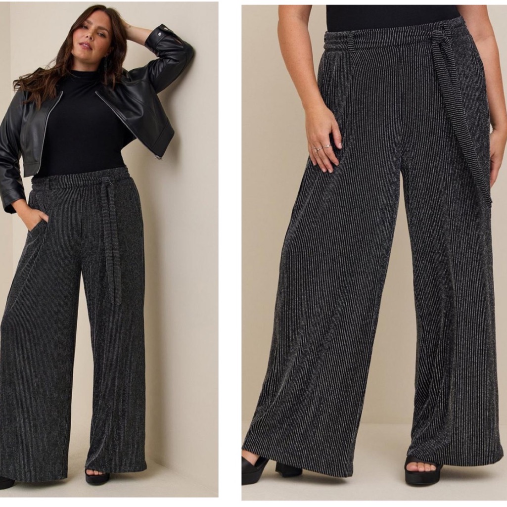 Torrid Pull-On Wide Leg Stretch Lurex High-Rise Pant